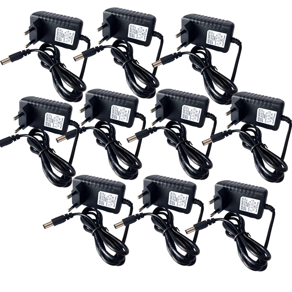kit 10 12v2a ac 100v-240v conversor adaptador fonte alimentação ue plug 5.5mm x 2.1-2.5mm3528, 5050