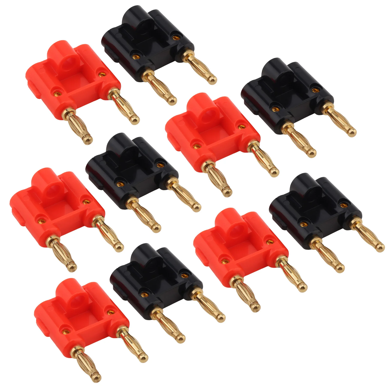 10pcs Stackable 4mm Banana Plugs Kit for Speaker Amplifier Multimeter Test Leads Power Supply 19mm Spacing Dual Entry Connectors