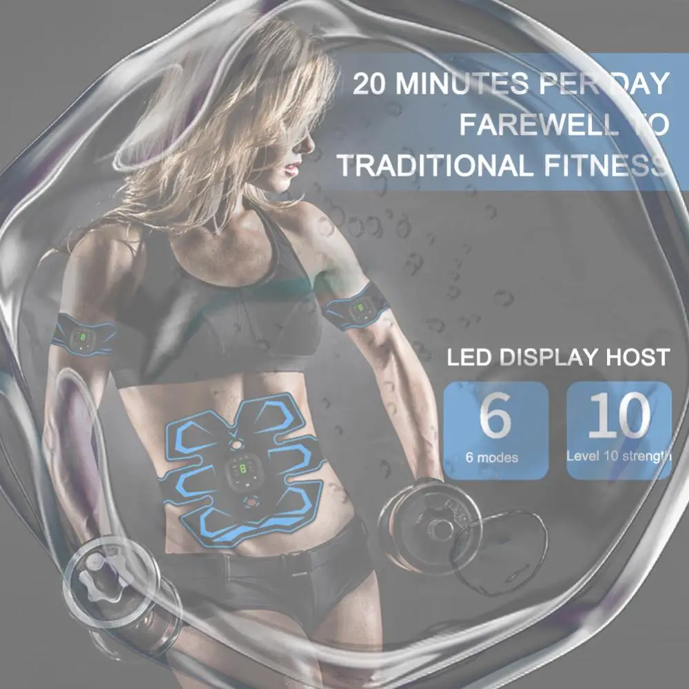 EMS Muscle Stimulator Toner LED Display Stimulating Slimming Belt USB Rechargeable Electric Smart Trainer Belt for Men and Women