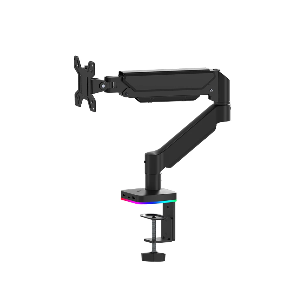 Gas Spring RGB 32-inch Monitor Mount Adjustable Arm with Built-in USB VESA Desk Mount New for Home Office Gaming