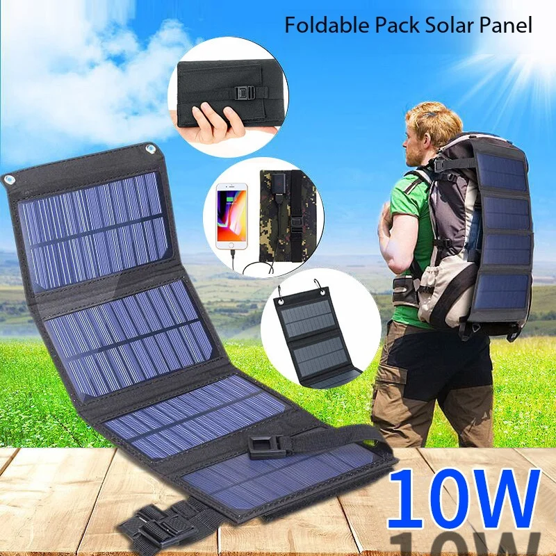 Foldable Solar Panel Charger 6V 6W USB Portable Outdoor Travel Camping Emergency Power Supply For Phone Laptop