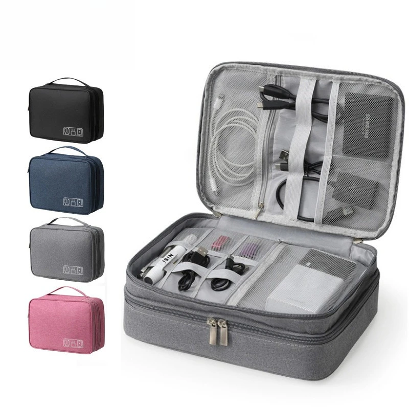 Double-purpose Storage Bag Portable Cosmetic Makeup Organizer Case for Digital Cable Charger Earphone Travel Cosmetics