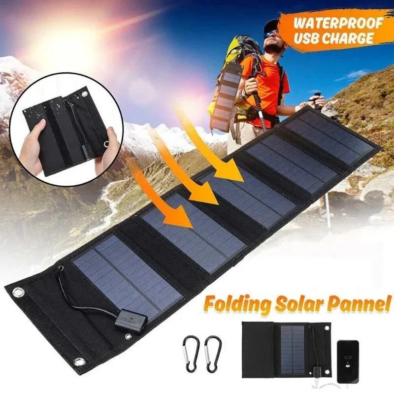 Portable 12W Foldable Solar Panel USB 5V Solar Charger for Outdoor Camping Travel Hiking Backpack Lightweight Power Supply