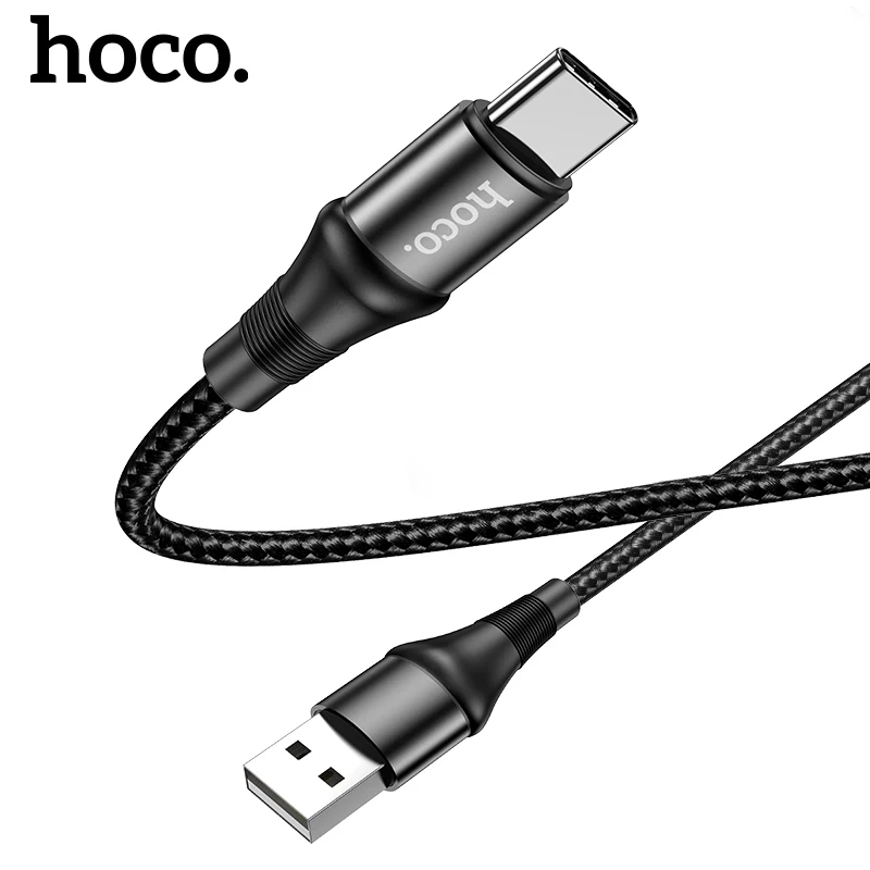 Hoco Durable Nylon Braided Micro Type C Phone Cable For iPhone Fast Charger 1M Data Sync Charger Cable For Xiaomi Samsung Cables
