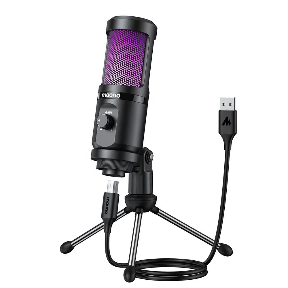 MAONO Hot Sale RGB Gaming Microphone Desktop Microfone Podcast Microfono Recording USB Microphone PS4 Gamer Gaming Microphones