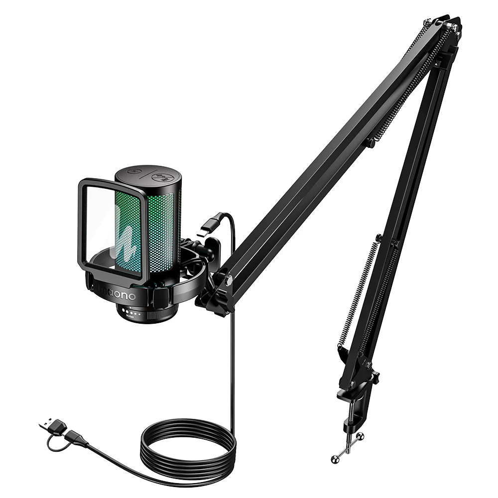 Maono DGM20S Professional Gamerwave Mic Live Streaming Condenser Desktop RGB Gaming USB Recording Studio Microphone