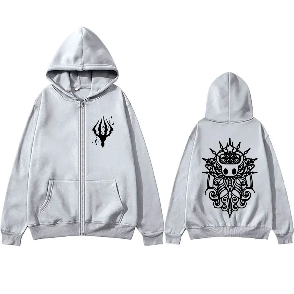 Game Hollow Knight Print Zipper Hoodie Men Women Novelty Zip Up Jacket Gaming Cartoon Hoodies Male Vintage Casual Fleece Coat