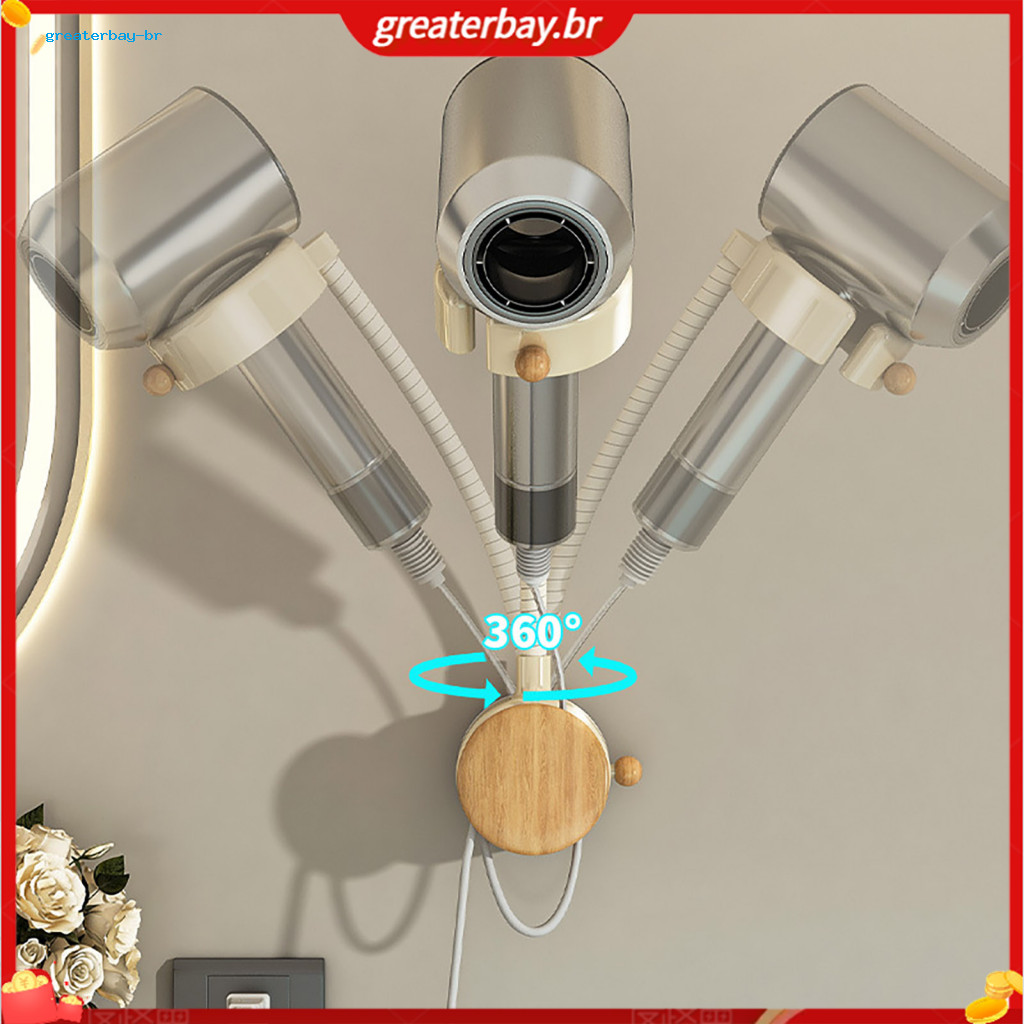 Hair Dryer Stand with 360° Rotatable Hose Adjustable Hands-free Holder Strong Vacuum Suction Cup No Drilling Needed –