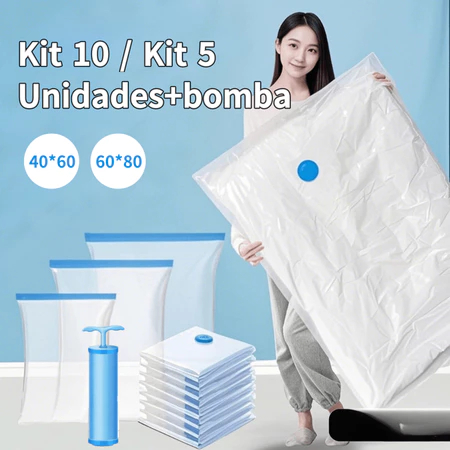 10/5/3 pcs 40*60 60*80 Vacuum Bag + Hand Pump Clothes Organization Suitcase Travel Wardrobe