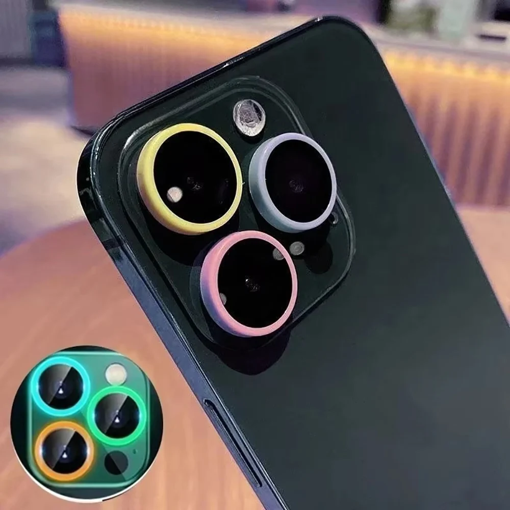 Anti-drop Luminous Ceramic Camera Lens Protector For Apple iPhone 17Air 16 15 14 13 12 Pro Max Plus Anti-scratch Phone Lens Film