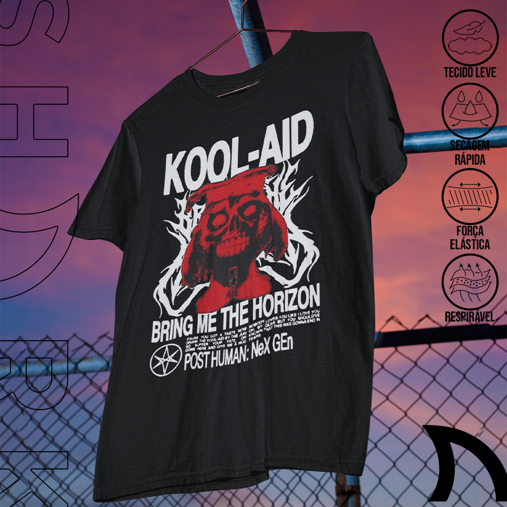 Camiseta Basica e OVERSIZED Kool Aid Bring Me The Horizon Post Human Nex Gen Rock Unissex