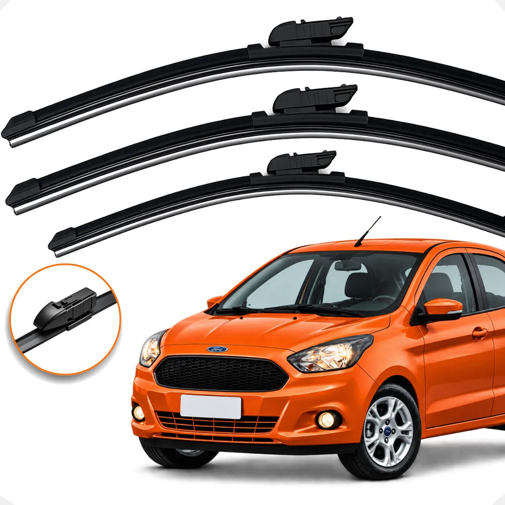 Kit 3 Palheta Limpador Parabrisa Silicone Ka 2014 A 2021