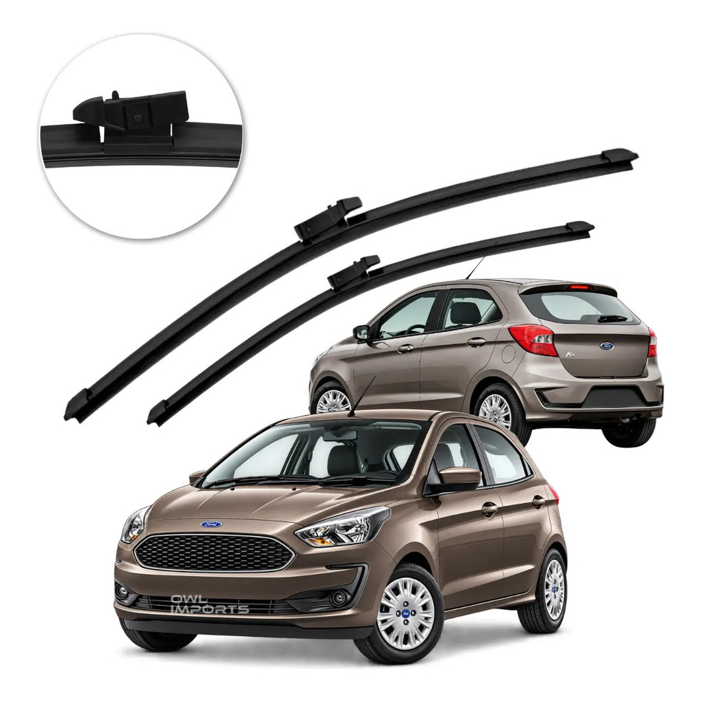 Par de Palhetas Limpador Silicone Ford Ka 2014 2015 2016 2017 2018 2019 2020 2021 A 2022