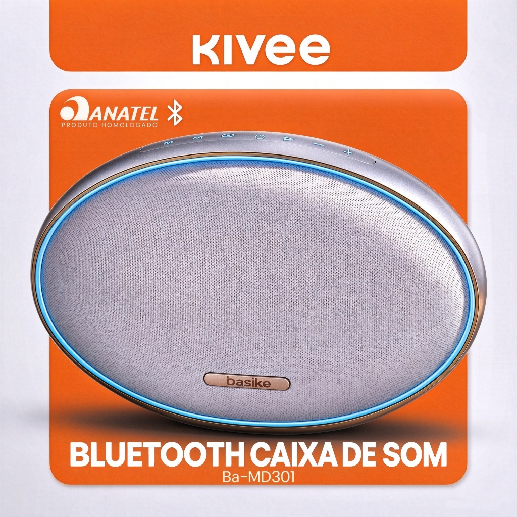 Kivee X Basike Caixa de Som 12000mAh Portátil Bluetooth 160W Graves Fortes  IPX6 À Prova D'água RGB TWS