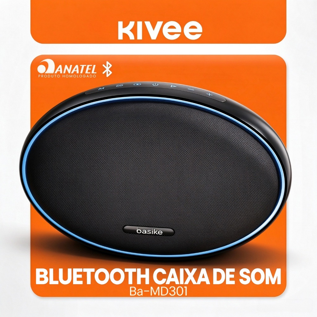 Kivee X Basike Caixa de Som Portátil Bluetooth 160W Graves Fortes 12000mAh IPX6 À Prova D'água RGB TWS