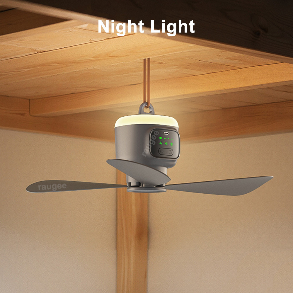 Ventilador De Teto Portátil Recarregável De 12000mAh Para Acampamento , Refrigerador De Ar Barraca Ao Livre Com Luz LED