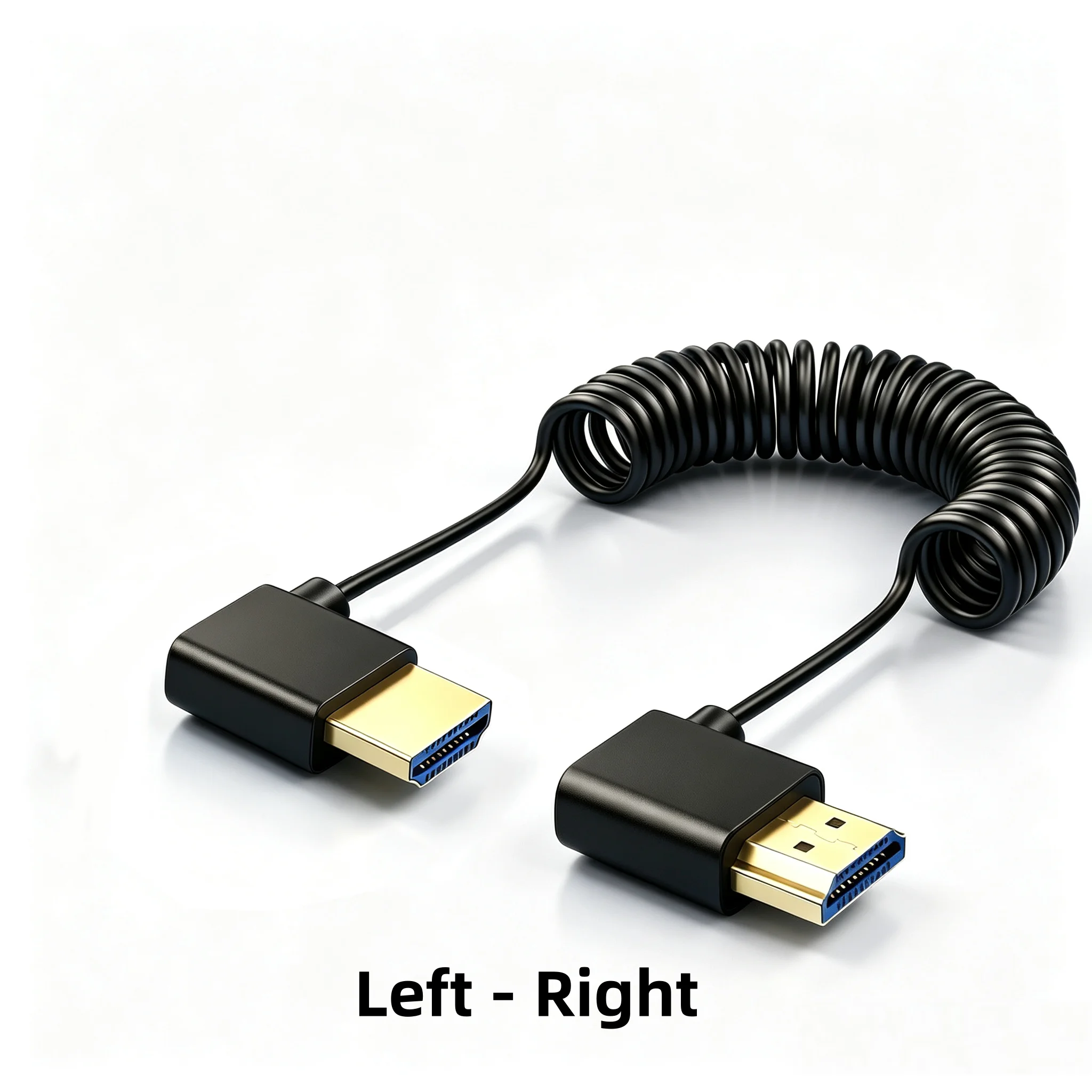 Ultra‑Thin Portable 8K HDMI‑compatible 2.1 Coiled Cable 90 Degree Left‑Right Angled Cord for Camcorder Monitor PC TV PS5 Gaming