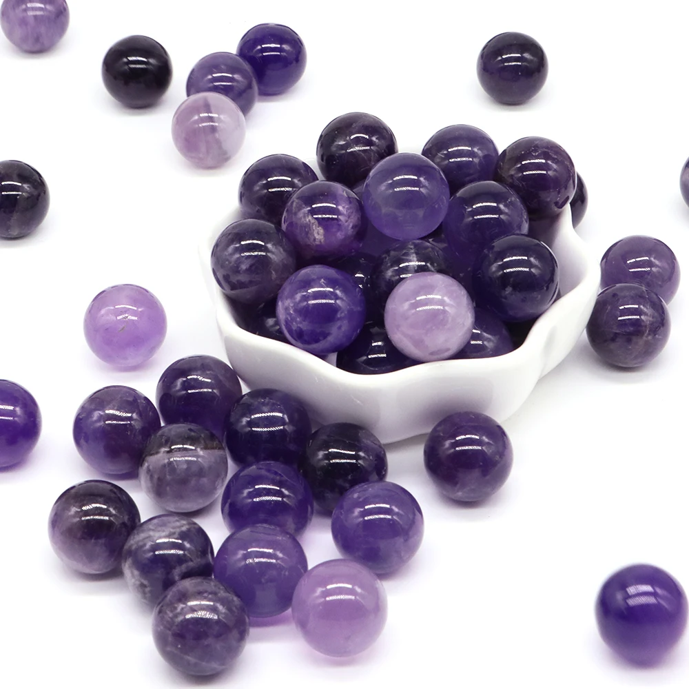 5pcs/Set 16mm Mini Crystal Ball Natural Stone Amethyst Without Holes Spheres Chakra Globe Healing Mineral Specimen Home Decor