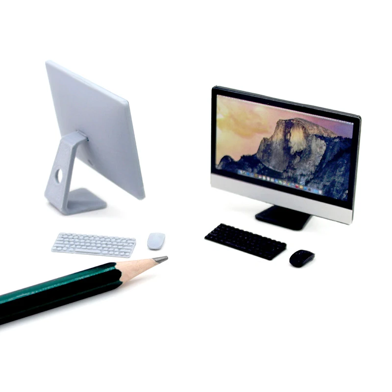 1:12 Dollhouse Miniature Desktop Computer Set | Mouse, Keyboard & Mini PC - Ideal for Home Model Decor & Doll House Accessories