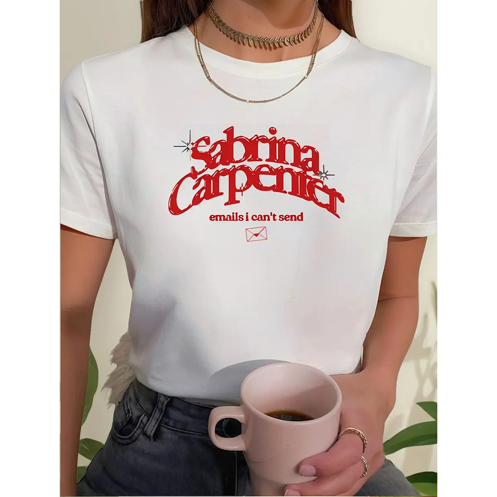 Camiseta  Sabrina Carpenter Emails I Can't Send Camisa 100% Algodão