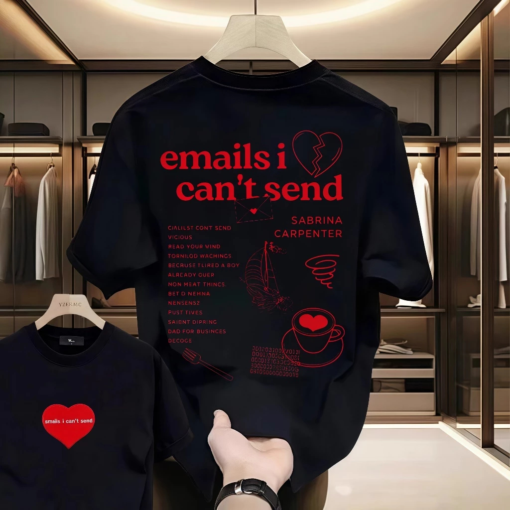 camiseta basica e oversized sabrina carpenter email i cant send espresso pop unissex