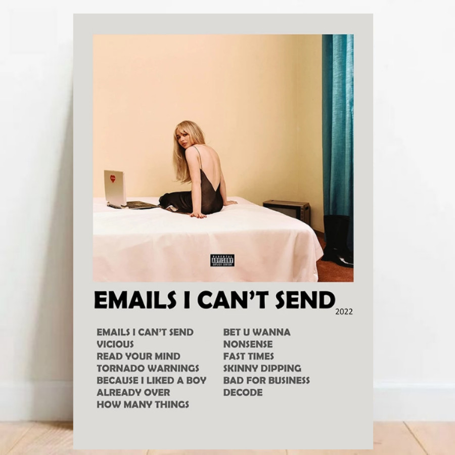 Quadro Placa Decorativa Sabrina Carpenter Emails I Cant Send Albuns com moldura Preta
