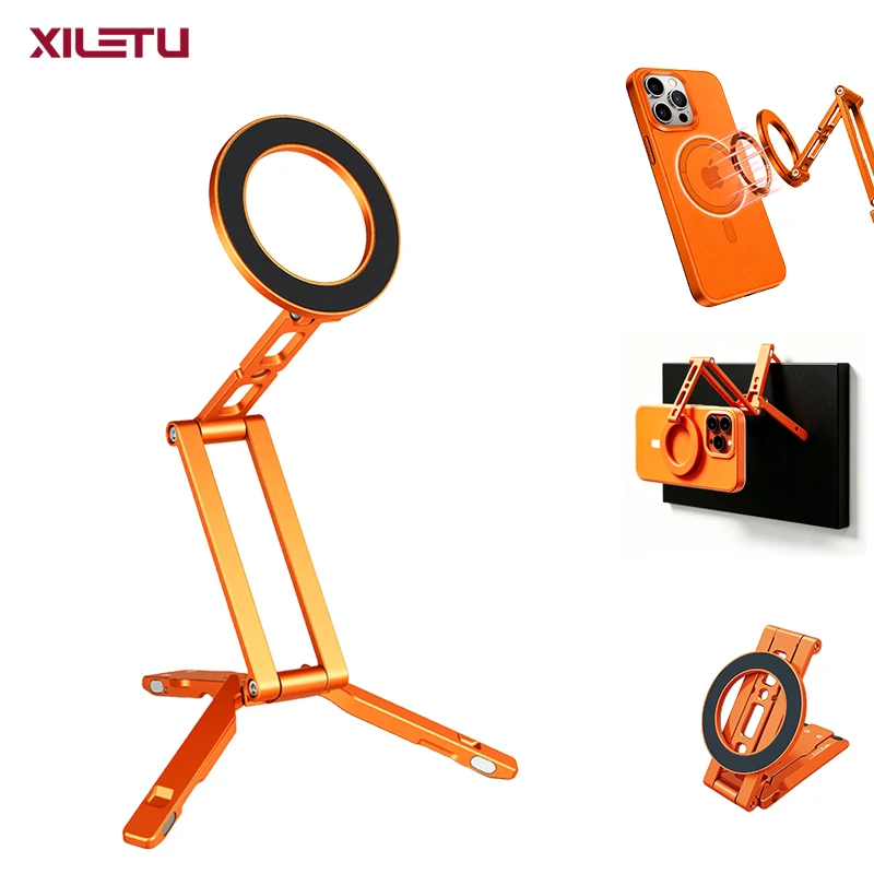 XILETU For You Foldable Magnetic Pocket Phone Tripod Magsafe Phone Holder for iPhone Android Tripod Stand Desktop Mount Portable