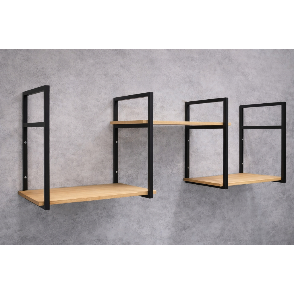 Estante Suspensa Industrial Ajustável – Design Moderno e Elegante para Parede