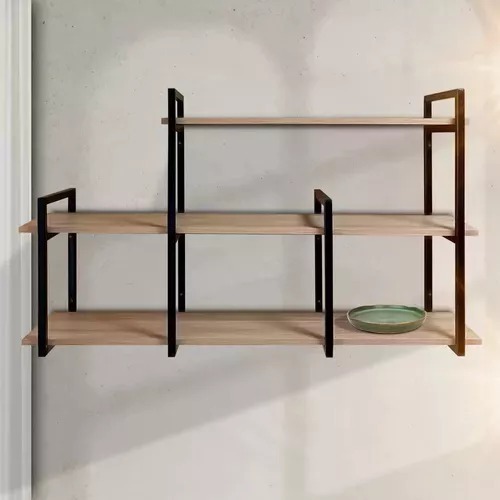 Prateleira Industrial Suspensa Para Sala Escritório Com Madeira e Ferro Design Moderno e Inovador