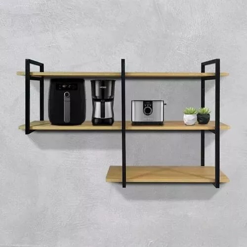 Prateleira Estilo Industrial Suspensa Design Moderno e Elegante Para Sala Escritório Cozinha Metalon