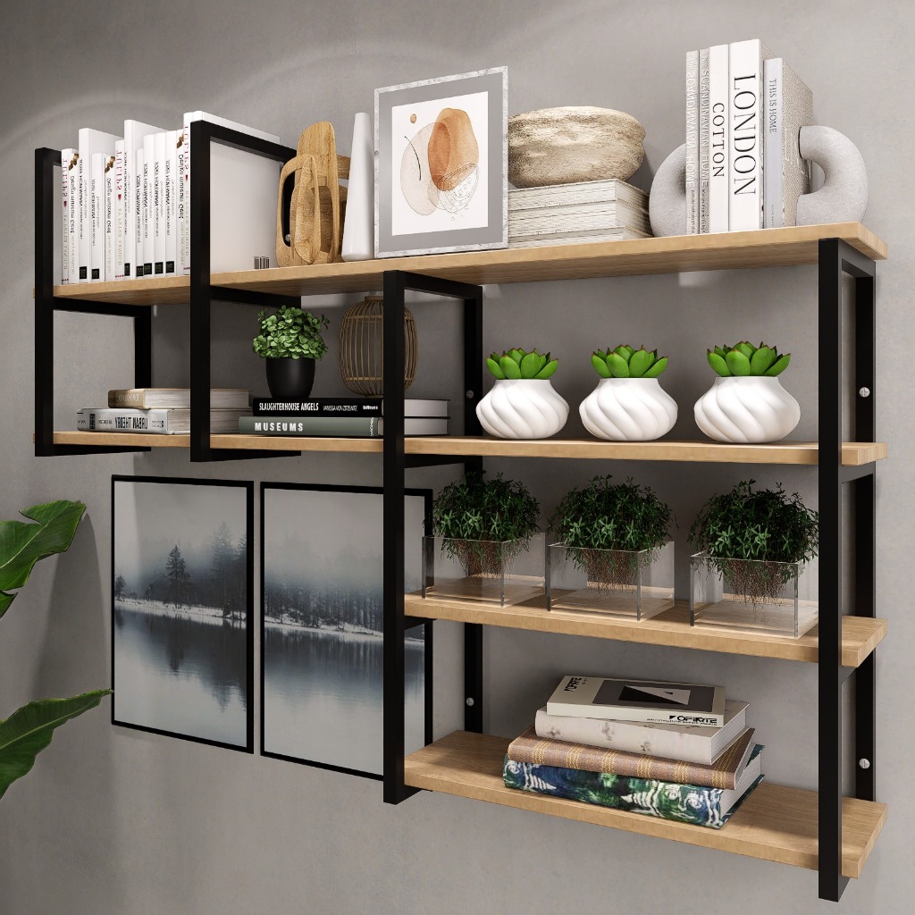 Estante Decorativa Prateleira Suspensa Parede Estilo Industrial Design Moderno e Elegante