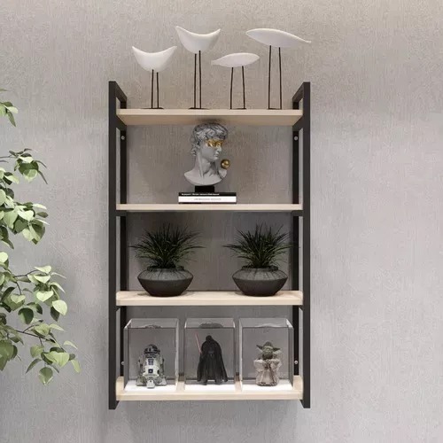 Prateleira Suspensa Industrial Ferro E Madeira Design Moderno e Inovador Casa Sala Quarto Escritório