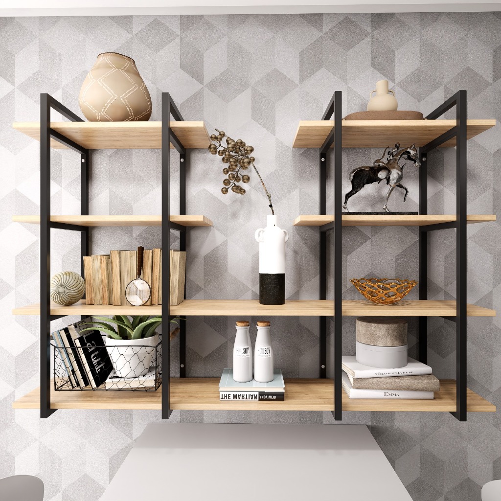 Prateleira Decorativa Estante Industrial Design Moderno e Elegante Para Sala Quarto Escritório
