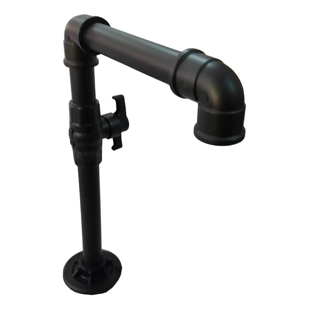 Torneira Design Industrial Básica Preta Registro Pvc 1/2