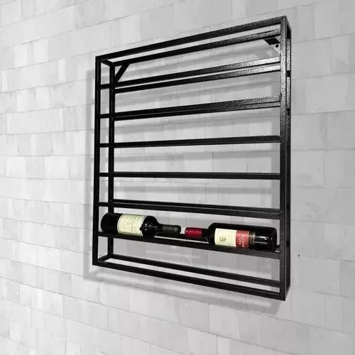Suporte Adega Para Garrafas de Vinho Industrial Suspenso Ferro Design Moderno 70x70 cm