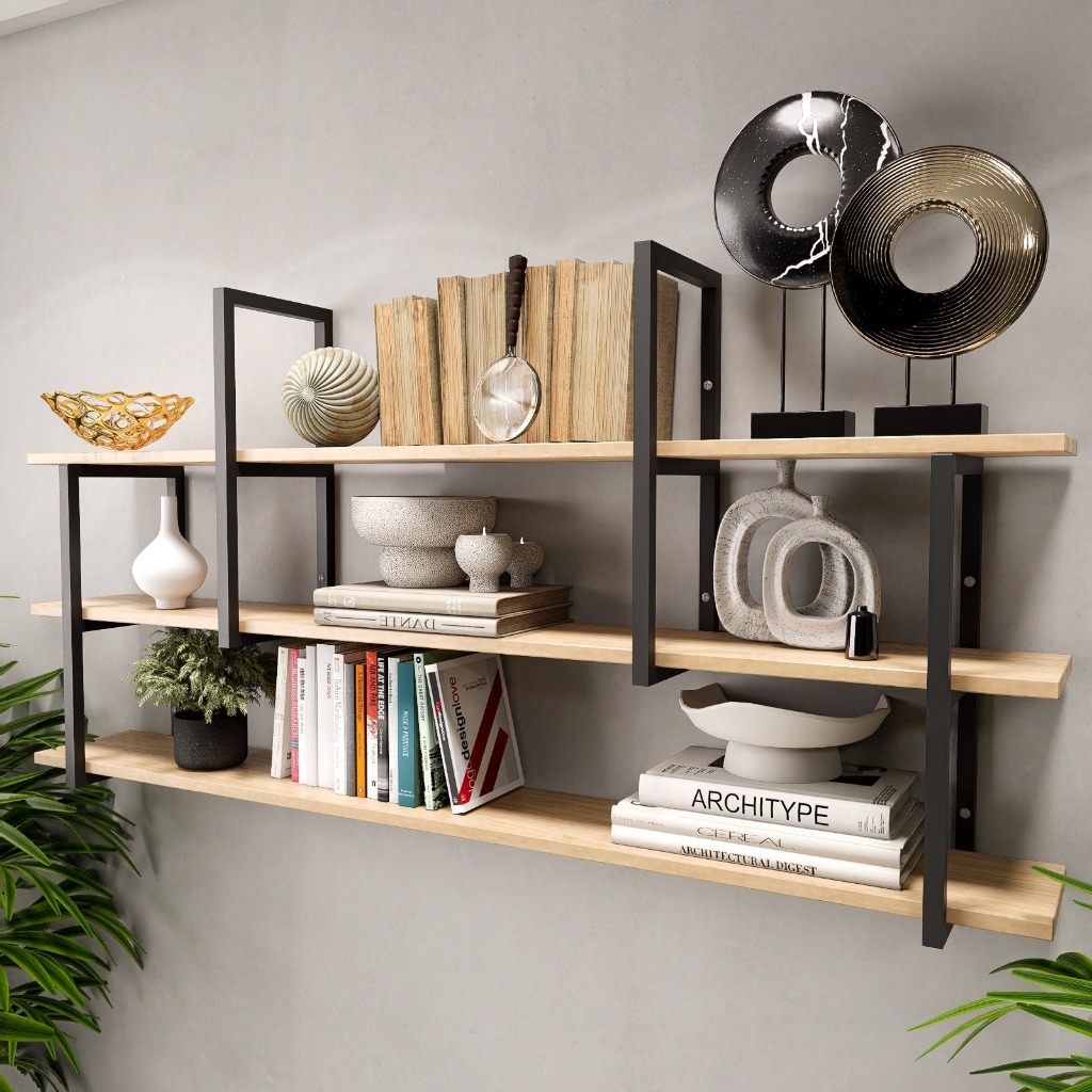 Prateleira Moderna Estilo Industrial Decorativa Livros e Decoração Para Design Contemporâneo