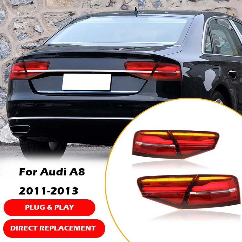 Car Tail Lights For Audi A8 Taillight Assembly 2011-2013 LED Daytime Running Lights Turn Signals Plug And Play Auto Accessories