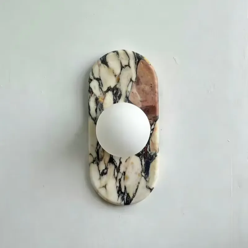 SJX Minimalist Natural Calacatta Viola Marble Wall Lamp for Living Room Bedroom Corridor Home Decor Lighting Fixture