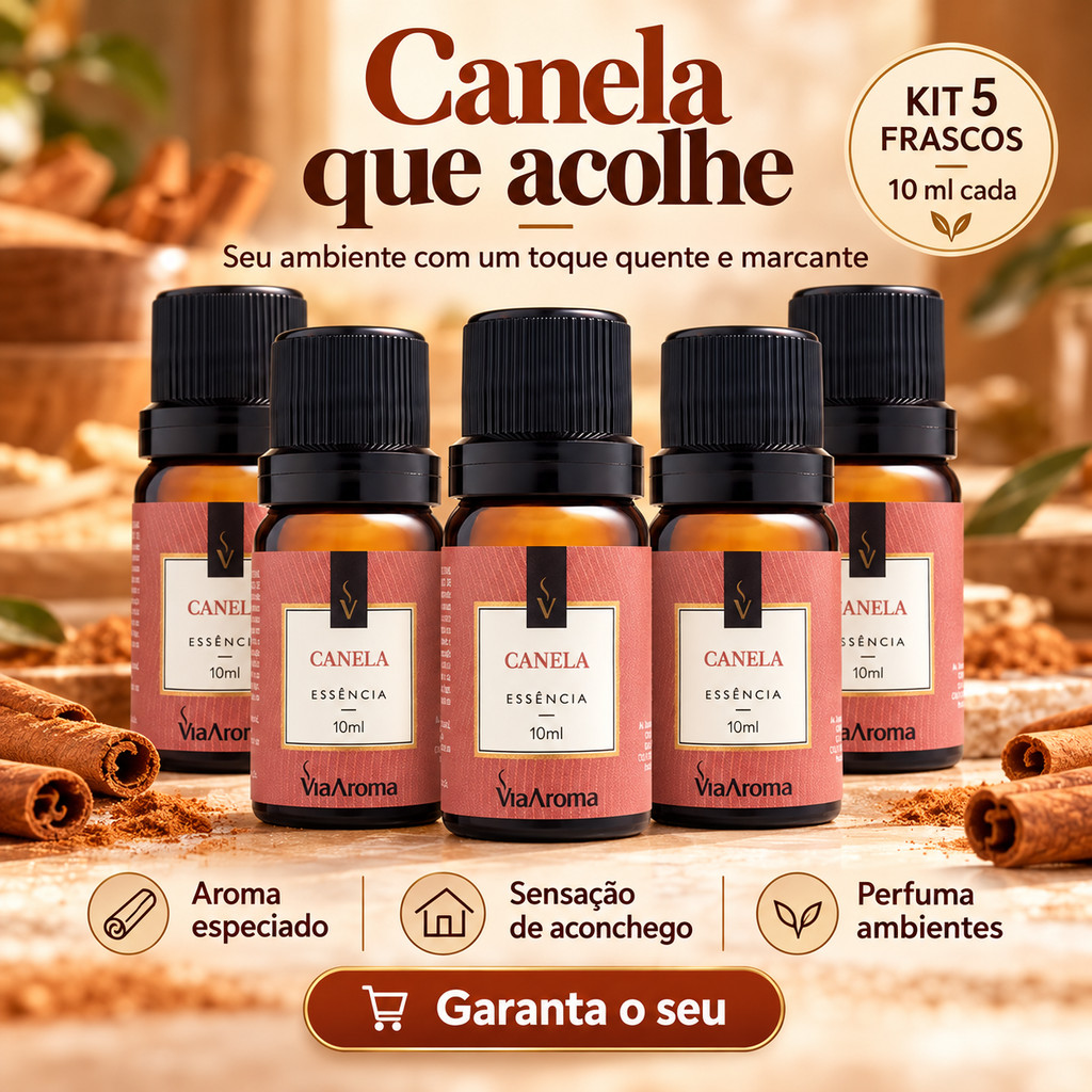 Kit com 5 Essencias Via Aroma Canela Classica 10ml