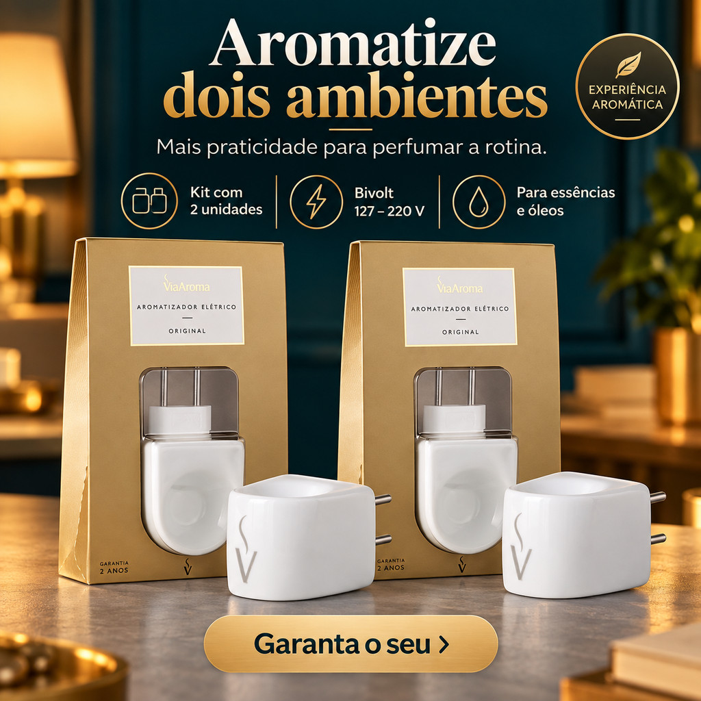 Kit com 2 Difusores Aromatizador Eletrico Porcelana Bivolt Original Branco Via Aroma