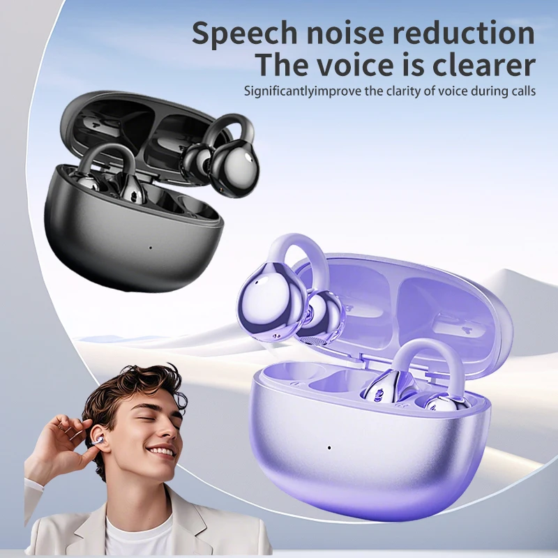 Wireless Earbuds Bluetooth 5.4 Touch Control Ear Clip Earphones for iPhone Dual-Connection HIFI Headphones High Sound Quality