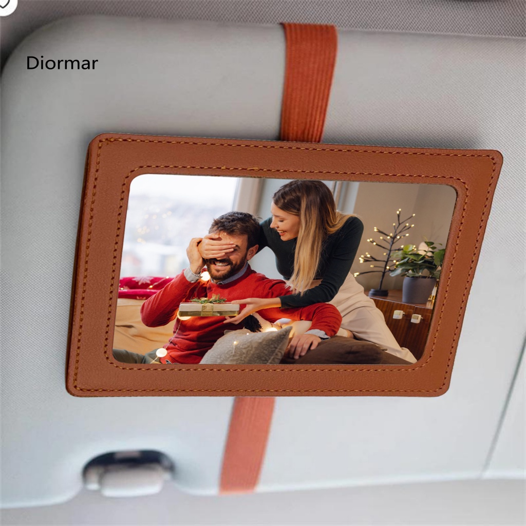 Faux Leather Car Photo Holder Elastic Band Visor Frame Sun Vehicle Picture Display for Vertical Photos – for Southeast