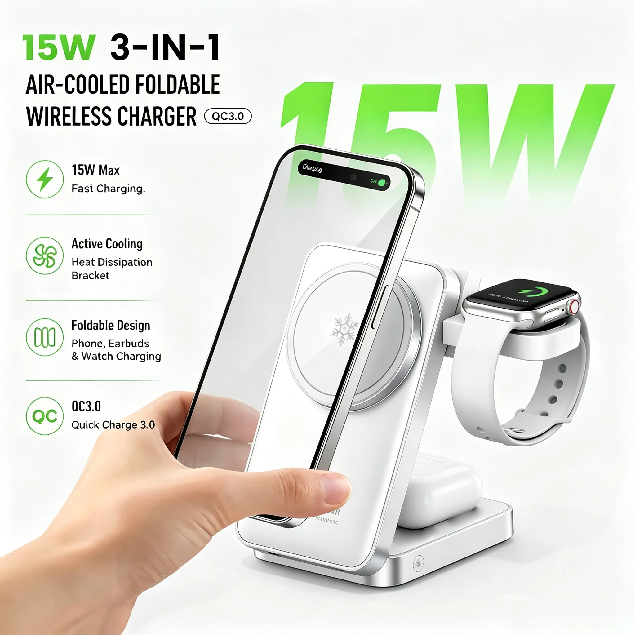 Magnetic Fast Wireless Charger Station For Magsafe Phone 16 15 14 13 12 Pro Max Desktop Foldable Smartphone Charging Stand Dock