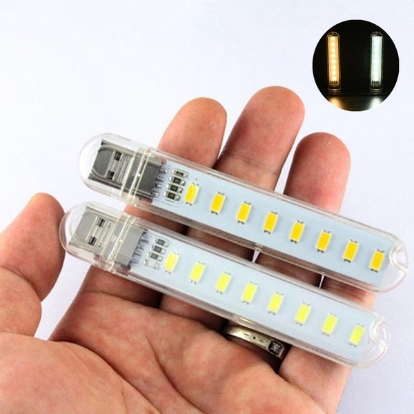 1PC Mini Portátil USB LED Livro Luz DC5V Ultra Brilhante Leitura Lâmpada 8 Leds Luzes Para Power Bank PC Notebook