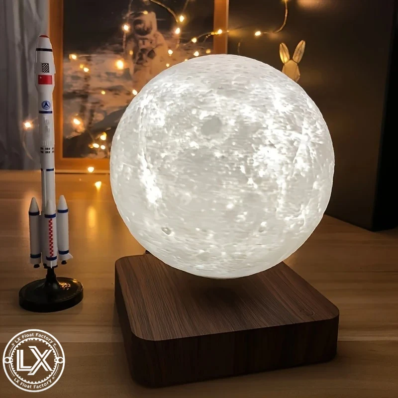 Levitating Moon Lamp, Magnetic Floating Moon Lamp Spinning Luna Night Light with 3 Color Modes, for Home Office Desk Decor