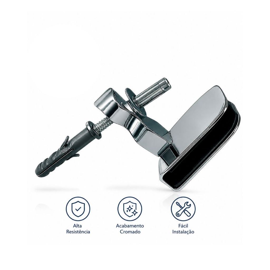 Fixador De Porta Pressão M1702 Cromado Rodapé E Piso - Fast Vidros