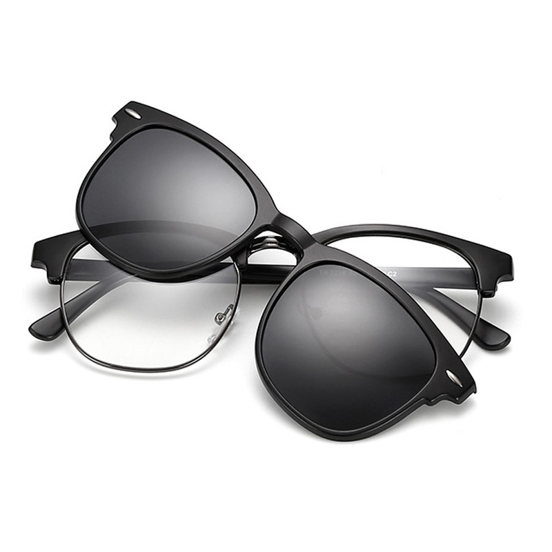 Men Polarised Clip on Magnetic Fashion Sunglasses Women Magnet Clip Myopia Glasses 1 + 1 Combined Sunglasses
