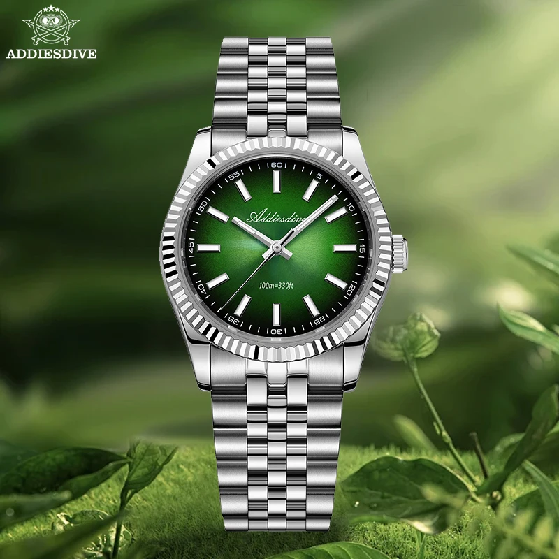 ADDIESDIVE 2025 New Quartz Watches for Men Sapphire Stainless Steel 100M Waterproof Simple Dial VH31 Man Wristwatch AD2073 Dress