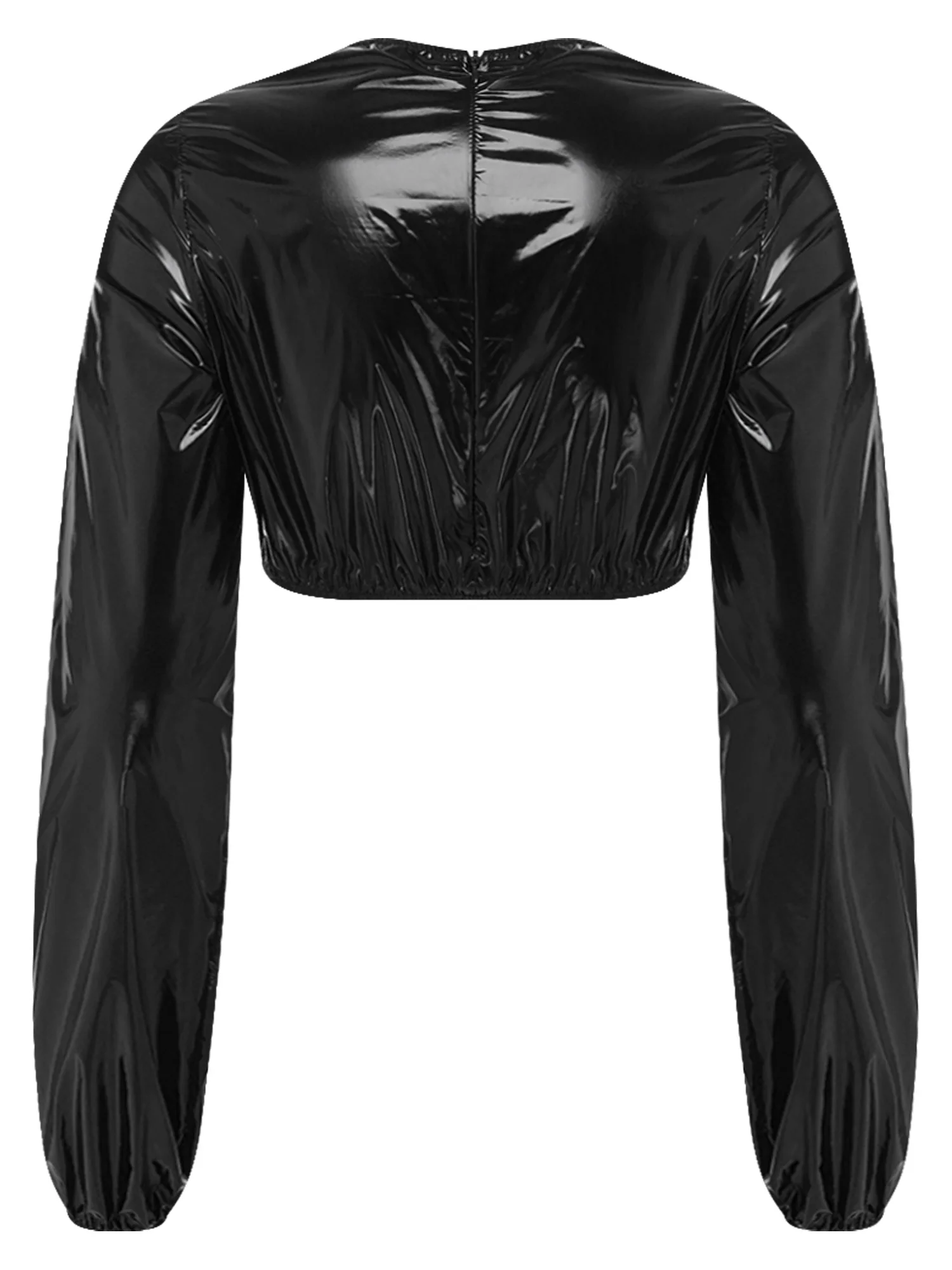 Womens Shiny Glossy Waterproof A Line Dress Sets Crop Sweat Top And Swing Hem Maxi Skirt for Rave Party Beach Office