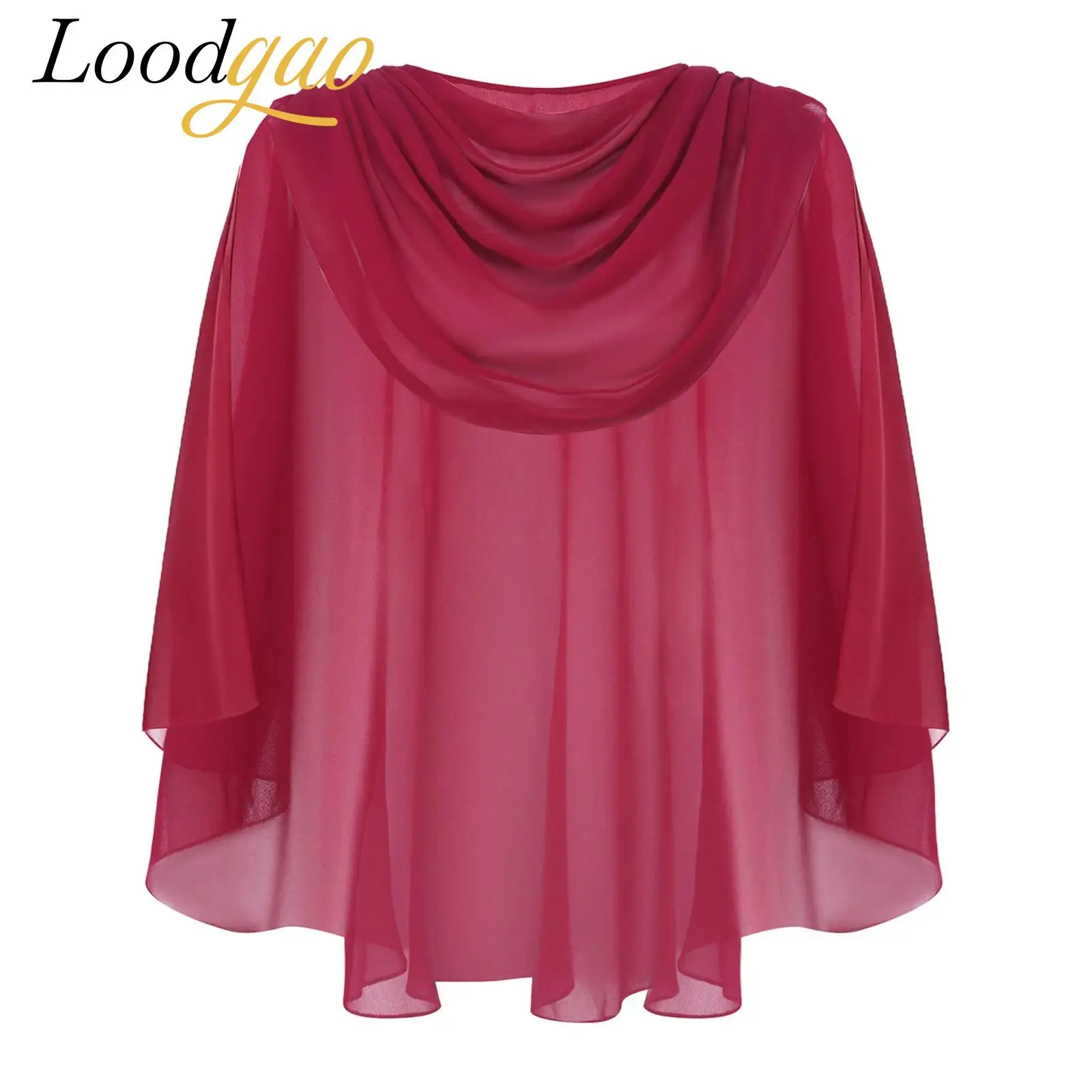 Cowl Neck Shawls Wraps for Women Shoulder Shrugs Cover Up Elegant Evening Cape Chiffon Wedding Cocktail Party Dress Accessories